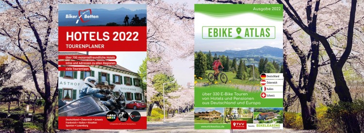 Neues für eure Tourenplanung: BikerBetten Tourenplaner 2022 & E-Bike Atlas 2022